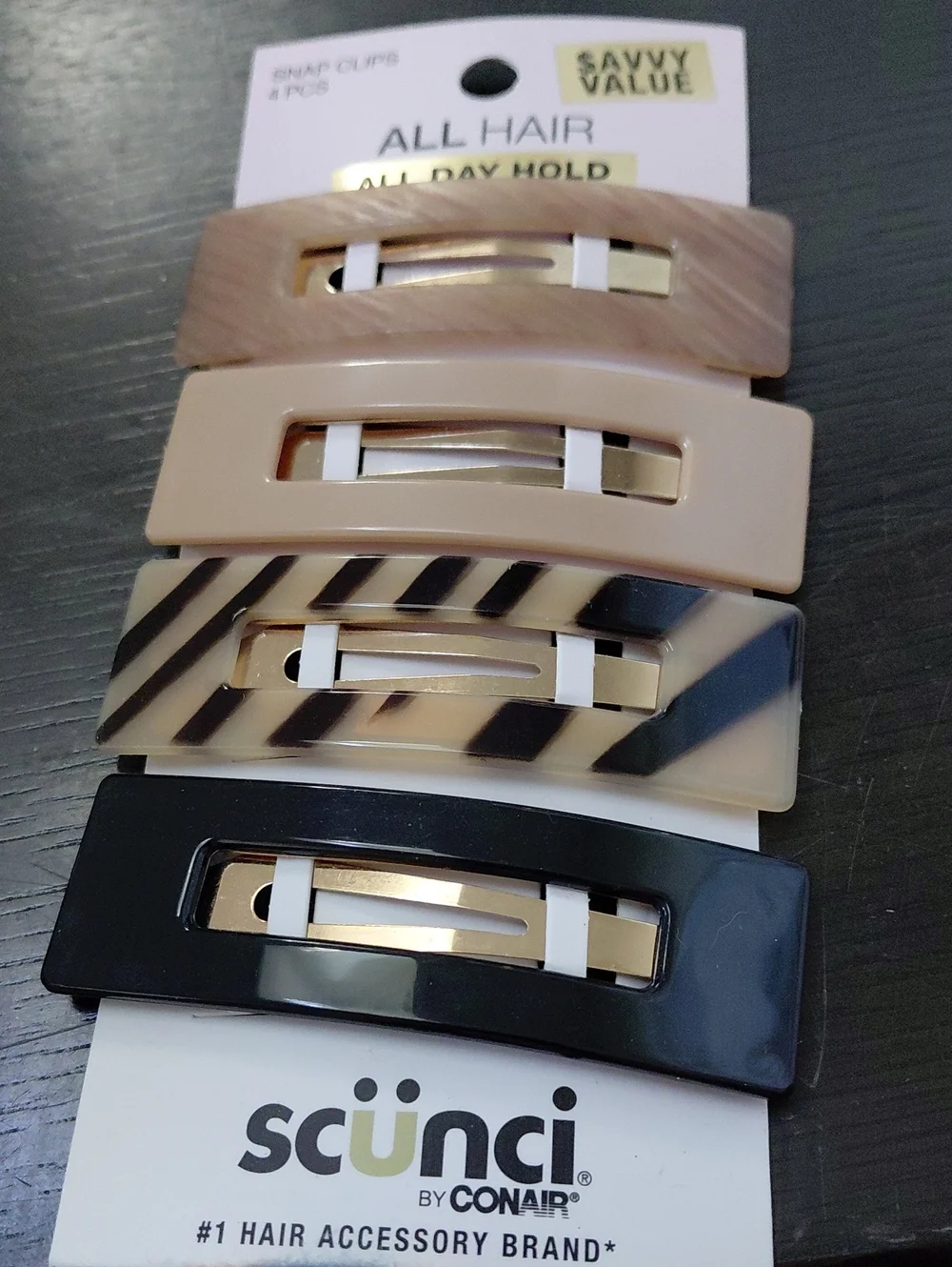 Scünci Rectangular Snap Hair Clips Set - Neutral Tones